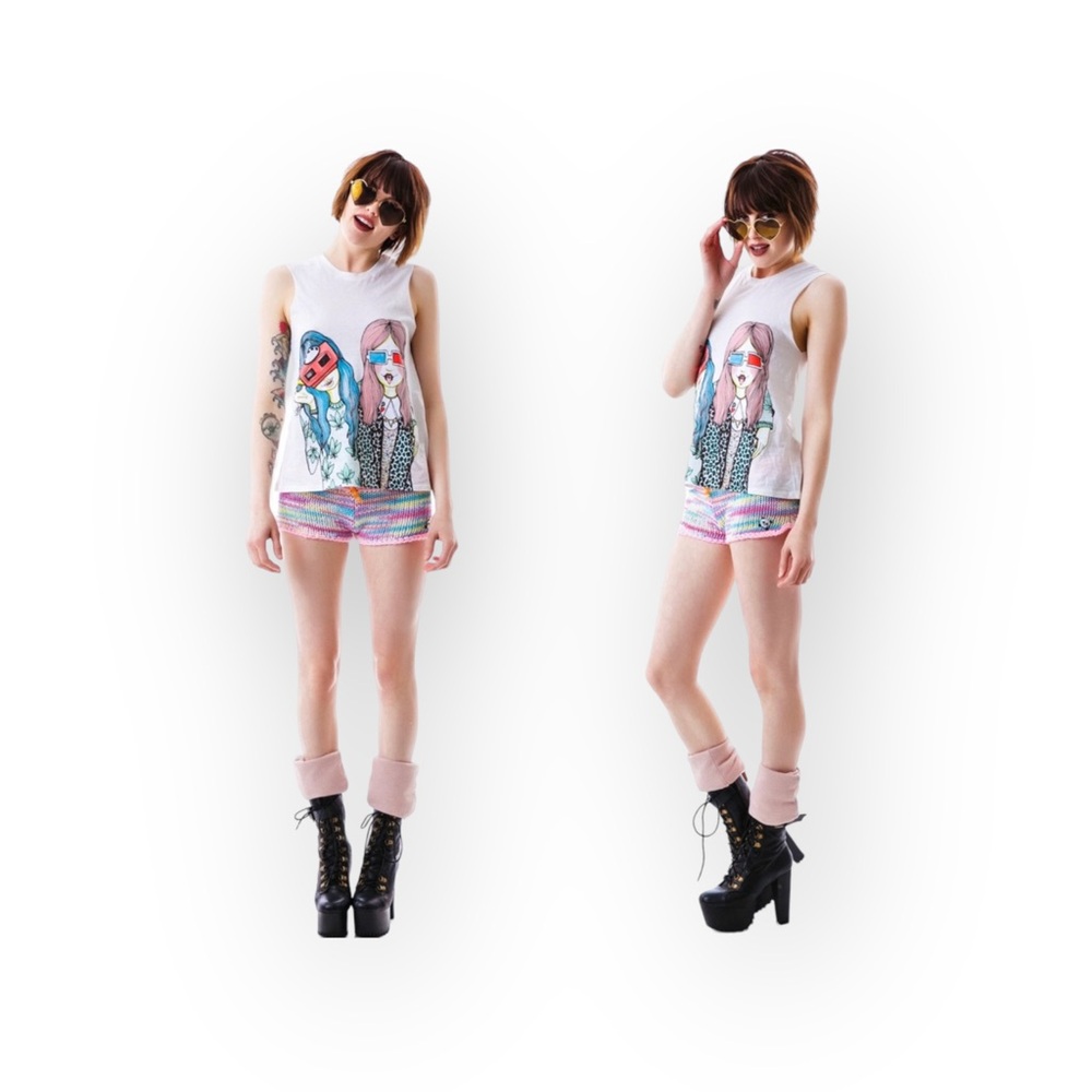 VHTF: Valfre ☻ Vision Girls Weed 3D Muscle Tee ☻ Hand Drawn Indie Designer ☻︎ S - Picture 15 of 16